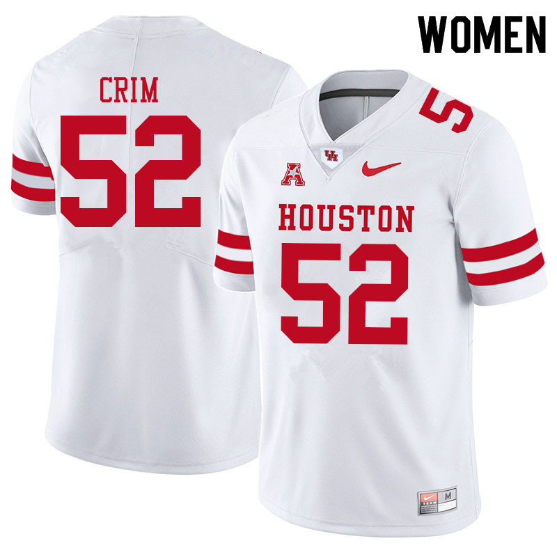 Women #52 Almarion Crim Houston Cougars College Football Jerseys Sale-White - Click Image to Close